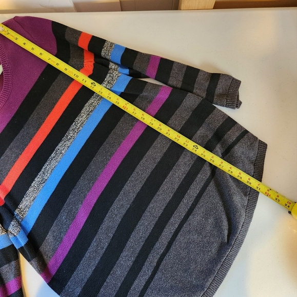 Penningtons Purple Striped Long Sleeve Tunic Sweater Pullover Crew Size X 0X - Picture 6 of 7